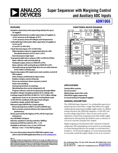 Analog Devices ADM1066 Datasheet Rev E - cover page