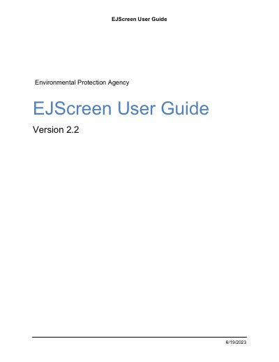 EPA EJScreen v2.2 User Guide - cover page