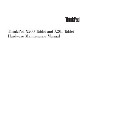 Lenovo ThinkPad X200 Tablet and X201 Tablet Hardware Maintenance Manual - cover page