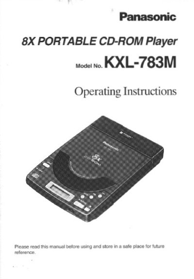 Panasonic KXL-783M Portable CD-ROM Player Operating Instructions - cover page