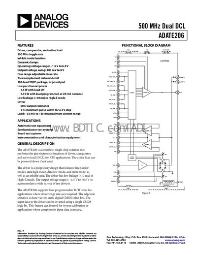 Analog Devices ADATE206 Handbook - cover page