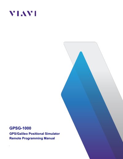 VIAVI Solutions GPSG-1000 GPS/Galileo Positional Simulator Remote Programming Manual - cover page