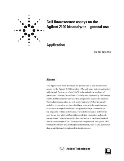 Agilent 2100 Bioanalyzer Cell Fluorescence Assays Application Note - cover page