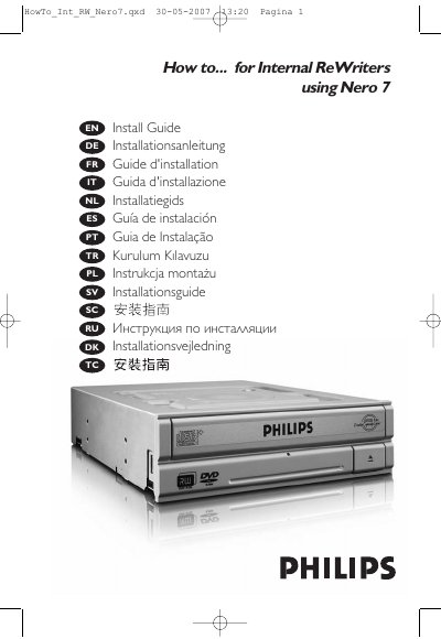 Philips Nero 7 Internal ReWriters Installation Guide