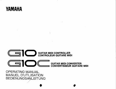 Yamaha G10/G10C Guitar MIDI Controller Operating Manual