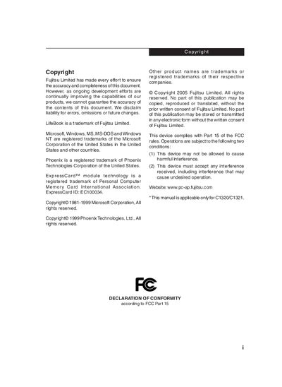 Fujitsu LifeBook C1320/C1321 User Manual - cover page