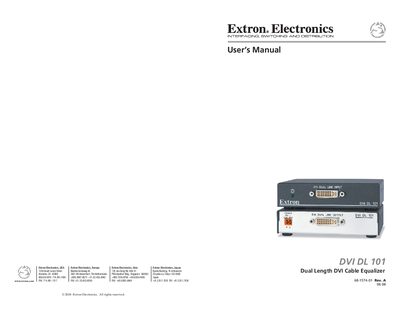 Extron DVI DL 101 Dual Length DVI Cable Equalizer User Manual