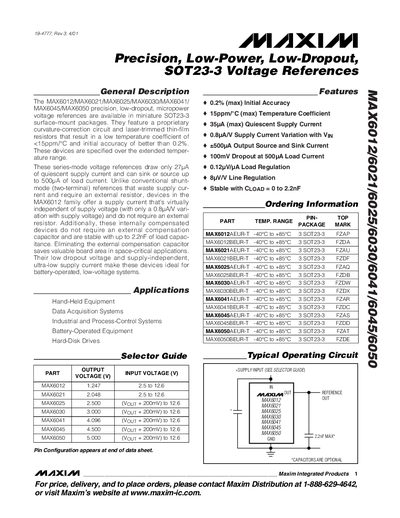 Maxim MAX6012/6021/6025/6030/6041/6045/6050 Handbook - cover page