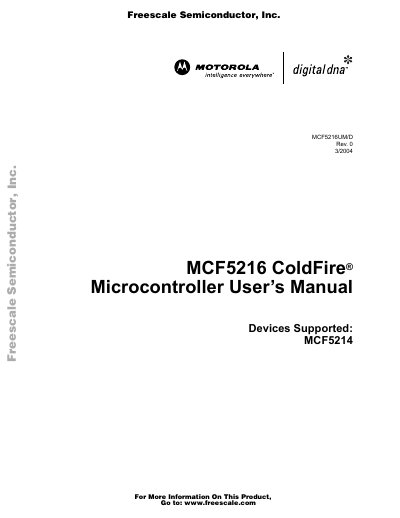 Freescale MCF5216 Microcontroller User Manual - cover page