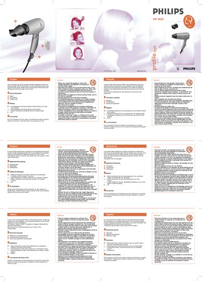 Philips HP 4820 Hair Dryer User Manual - cover page