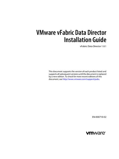 VMware vFabric Data Director 1.0.1 Installation Guide - cover page