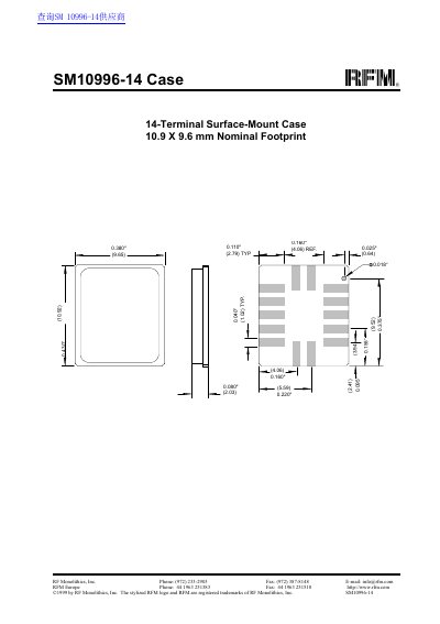 RFM SM10996-14 14-Terminal Surface-Mount Case Datasheet - cover page