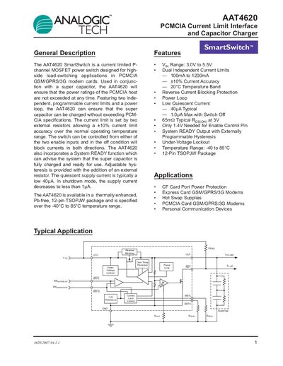 Analogic AAT4620 Datasheet - cover page