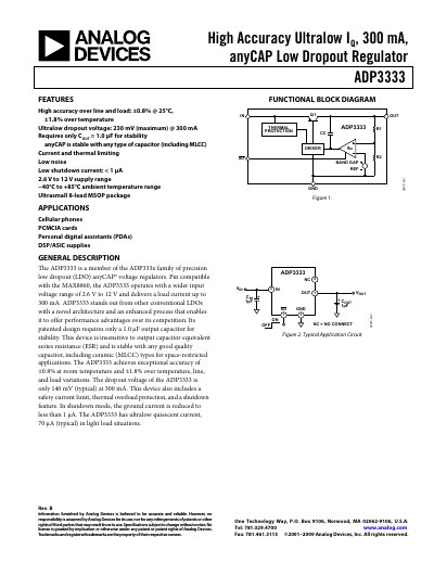 Analog Devices ADP3333 Rev. B Datasheet - cover page