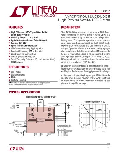Linear Technology LTC3453 Datasheet - cover page