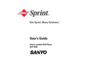 SANYO SCP-8100 Vision-enabled PCS Phone User Guide