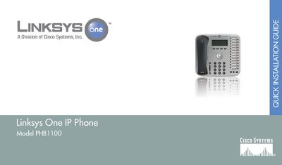 Linksys PHB1100 IP Phone Quick Installation Guide - cover page