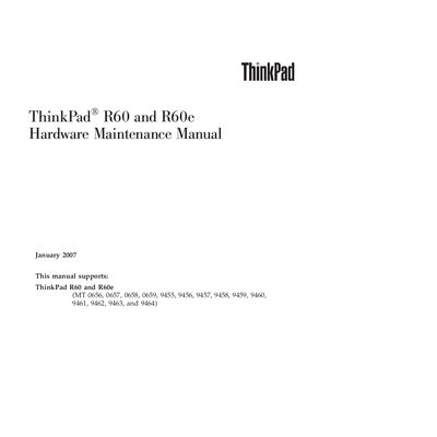 Lenovo ThinkPad R60 and R60e Hardware Maintenance Manual - cover page