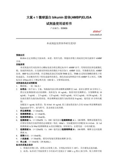 Micro‑Ball Protein Bikunin Precursor (AMBP) ELISA Kit User Manual - cover page