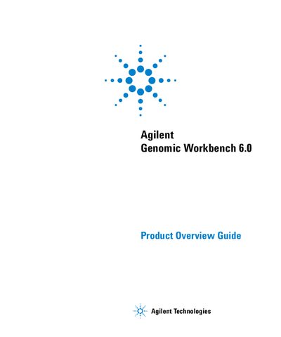 Agilent Technologies Agilent Genomic Workbench 6.0 Product Overview Guide - cover page