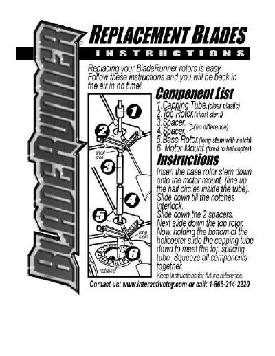 BladeRunner Rotor Replacement Instructions - cover page