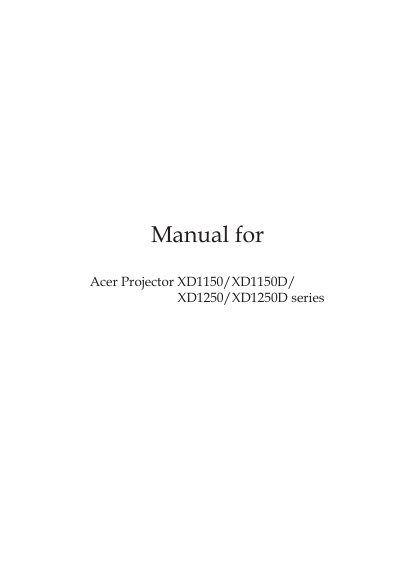Acer XD1150/XD1150D/XD1250/XD1250D Series Projector User Manual - cover page