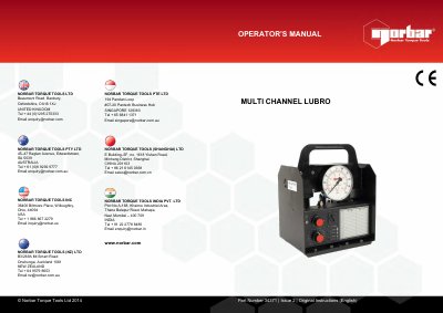Norbar MCL Multi Channel Lubro Operator's Manual - cover page