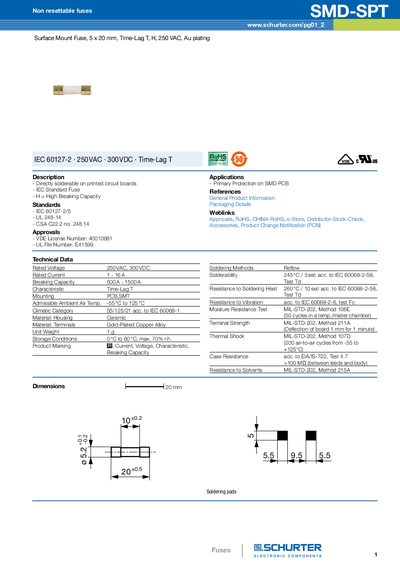 SCHURTER Non resettable fuses SMD-SPT schurter.com/pg0 - cover page