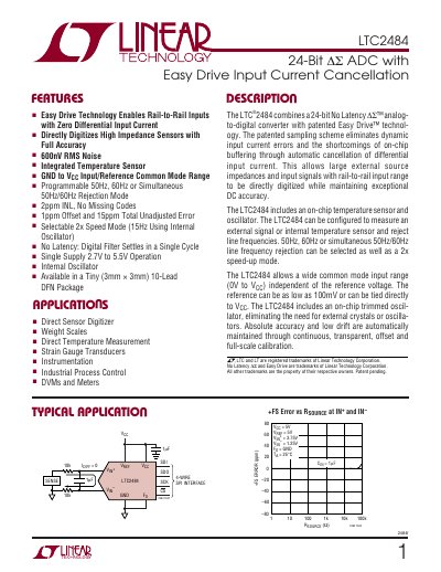 Linear Technology LTC2484 Datasheet - cover page