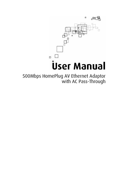 HomePlug 500Mbps HomePlug AV Ethernet Adaptor User Manual - cover page