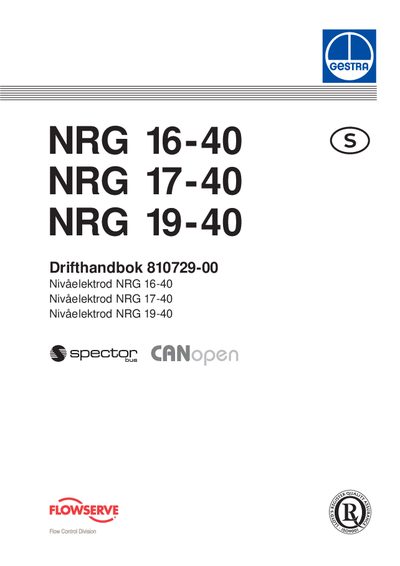 GESTRA NRG 16-40/17-40/19-40 Level Electrode User Manual - cover page