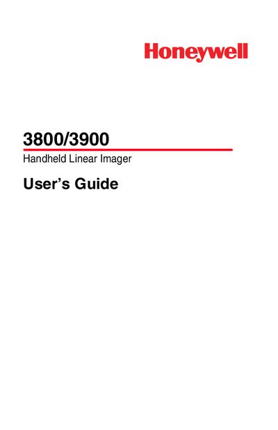 Honeywell 3800/3900 Handheld Linear Imager User Guide - cover page