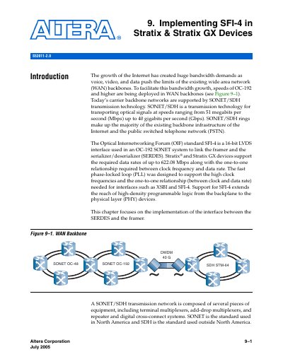 Altera Stratix & Stratix GX Devices SFI-4 Implementation Manual - cover page