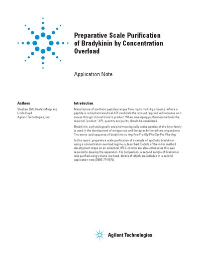 Agilent 5990-7736EN Bradykinin Purification Application Note - cover page