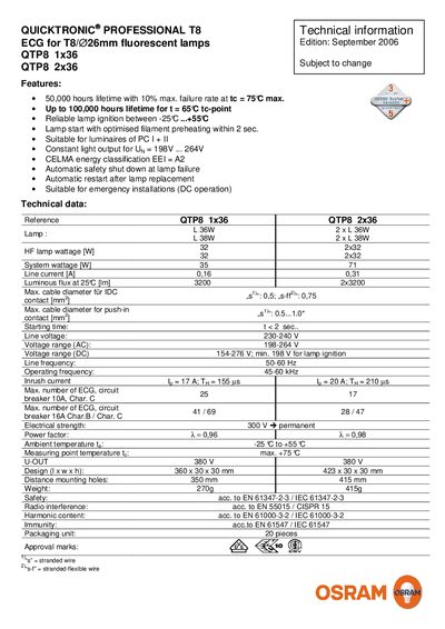 OSRAM QUICKTRONIC PROFESSIONAL T8 handbook - cover page