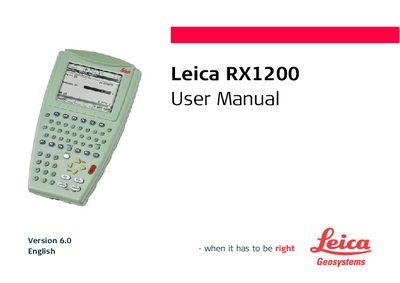 Leica RX1200 User Manual - cover page