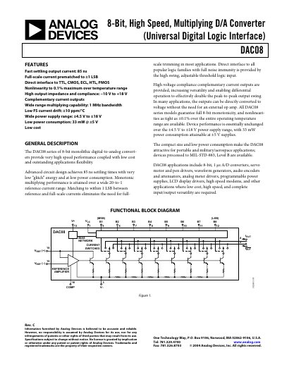 Analog Devices DAC08 Datasheet - cover page