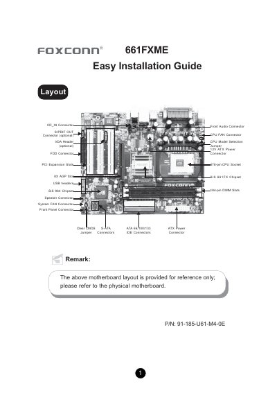 Foxconn 661FXME Motherboard Easy Installation Guide - cover page