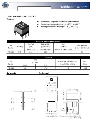 Dinghao AD-5950 Datasheet - cover page