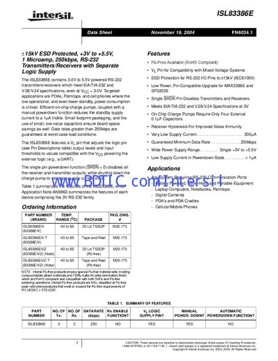 Intersil ISL83386E Datasheet - cover page