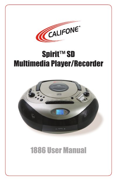 Califone Model 1886 Multimedia Player/Recorder User Manual - cover page