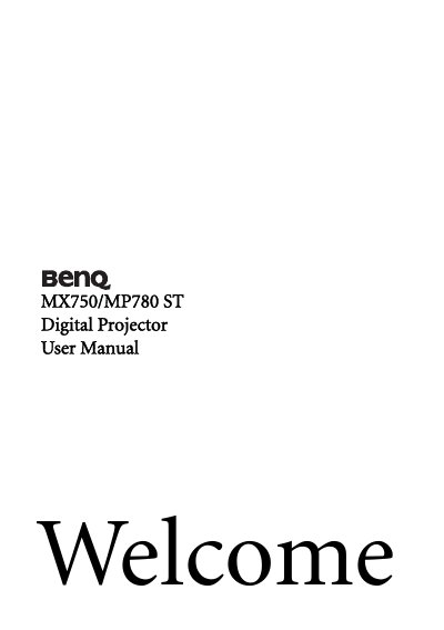 BenQ MX750/MP780 ST Digital Projector User Manual