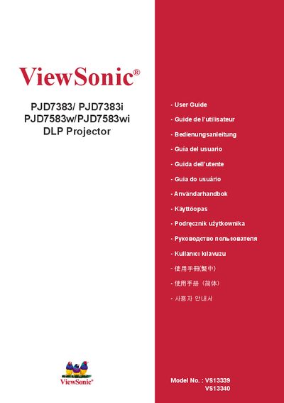 ViewSonic PJD7383 / PJD7383i / PJD7583w / PJD7583wi DLP Projector User Guide - cover page