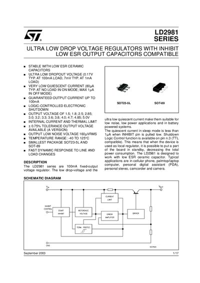 STMicroelectronics LD2981 Series Datasheet - cover page