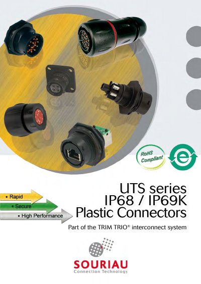 SOURIAU UTS Series IP68/IP69K Plastic Connectors Product Leaflet - cover page