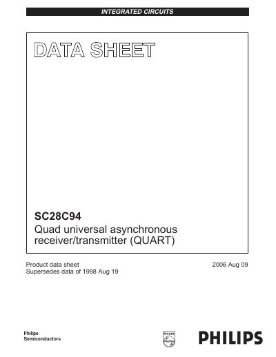 Philips SC28C94 Quad Universal Asynchronous Receiver/Transmitter (QUART) Datasheet - cover page