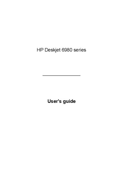 HP Deskjet 6980 series User's Guide - cover page