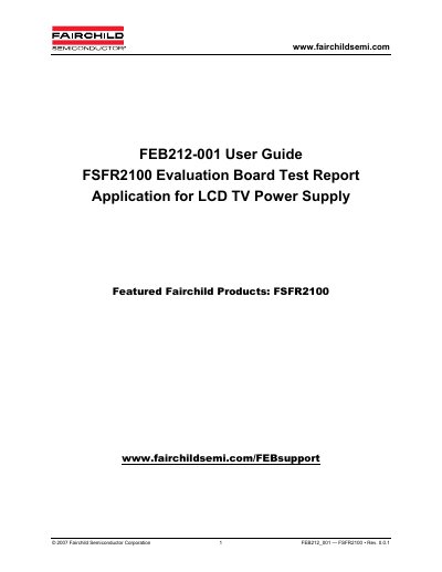 Fairchild FSFR2100 Evaluation Board User Guide