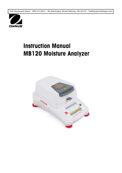 OHAUS MB120 Moisture Analyzer Instruction Manual