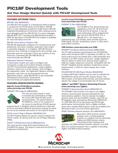 MICROCHIP FEATURED SOFTWARE TOOLS: MPLAB C18 (SW006011) Manual - cover page